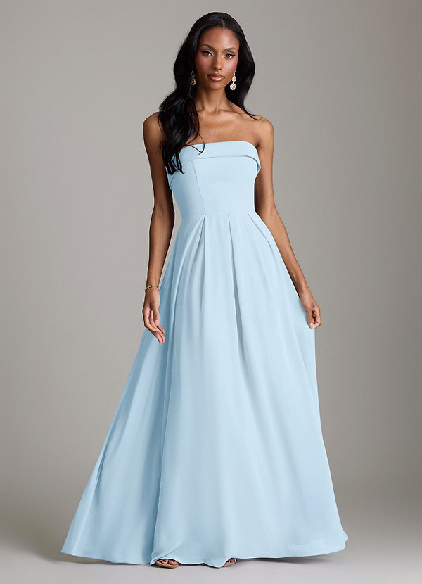 Azazie Lucienne Bridesmaid Dresses Sky Blue A-Line Strapless Chiffon Convertible Dress image1