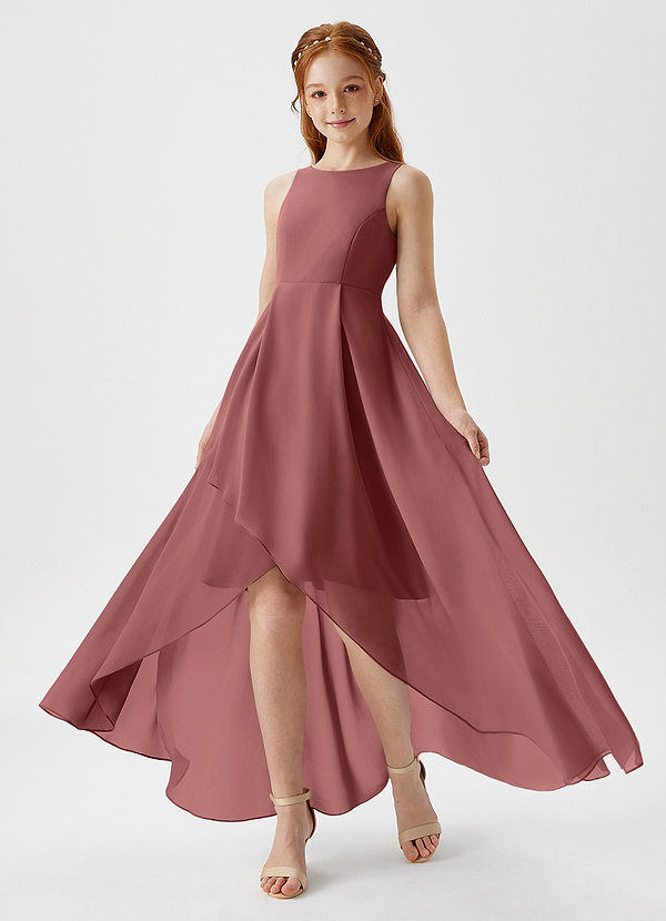 Azazie Lizette Junior Amethyst A-Line Pleated Chiffon Dress image1
