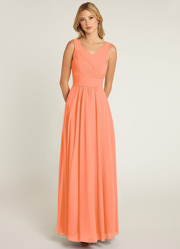 Azazie Pierrette Bridesmaid Dresses Sunset A-Line Pleated Chiffon Dress image1