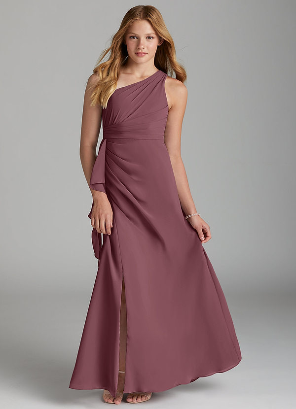 Azazie Maive Junior Sangria A-Line Pleated Chiffon Dress image1