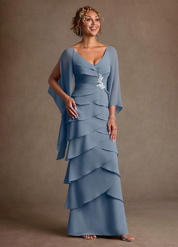 Azazie Arabinda Mother of the Brides Dresses Twilight Sheath Ruched Chiffon Dress image1