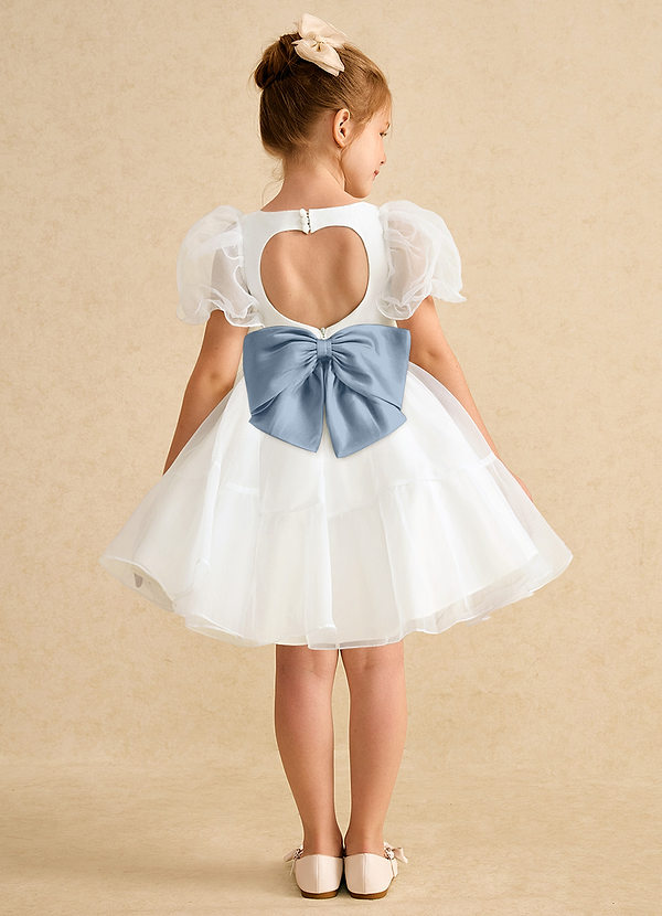 Azazie Debbie Vestidos de Niña de Flores Vestido de Marfil Azul Polvoriento de Organza de Princesa con Escote de Corazón image1