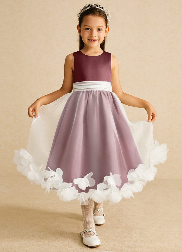 Azazie Stardust Blumenkinder Kleider A-Linie ärmellos Organza Kleid Wüstenrose image1