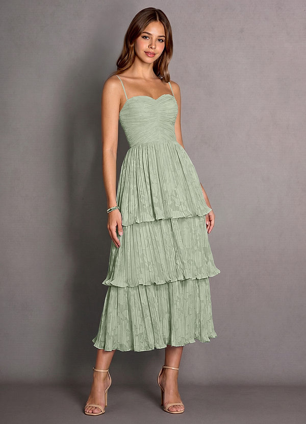 Cosima Pistachio Lace A-line Lace Up Back Maxi Dress image1