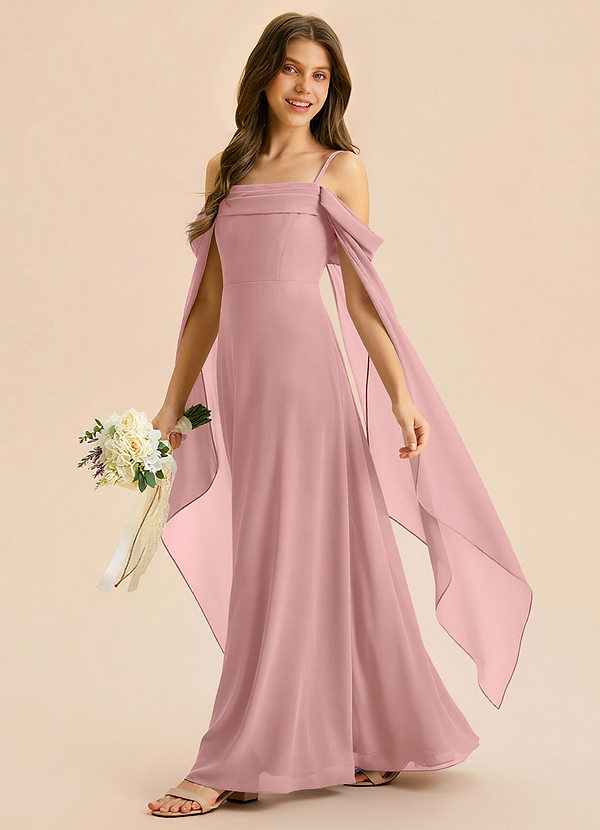 Azazie Moana Junior Dusty Rose A-Line Pleated Chiffon Dress image1