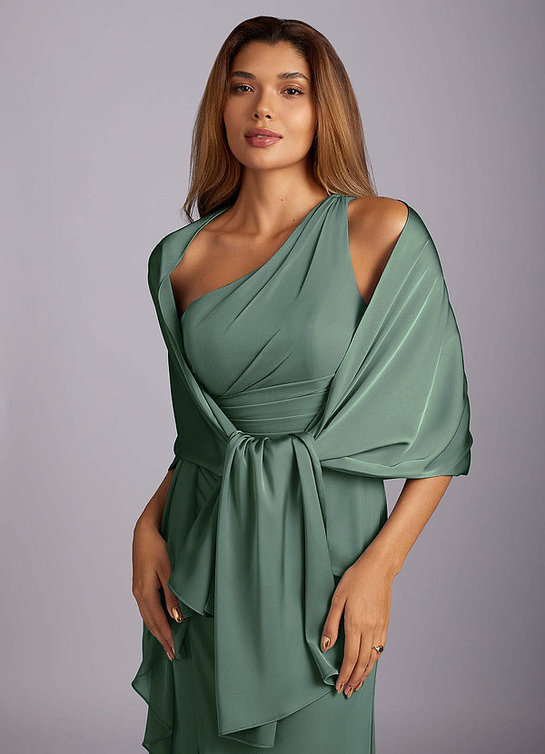 front Azazie Aleena Stretch Satin Shawl