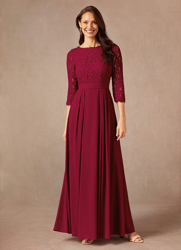 Azazie Lucianna Abiti da Mamma Sposa Abito A-Line in Pizzo Borgogna image1