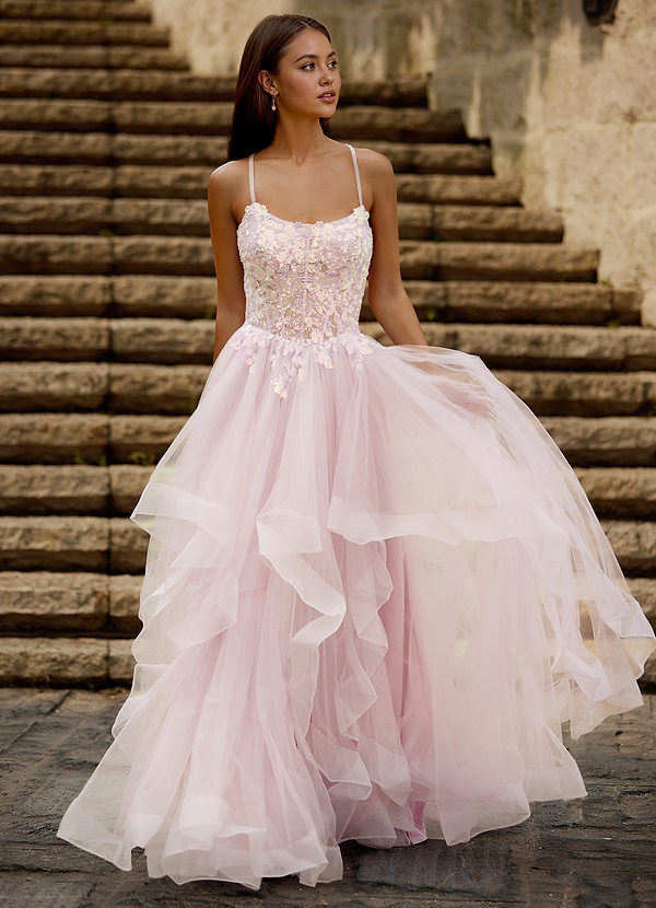 Mosaic Pink Ruffle Prom Dress image1