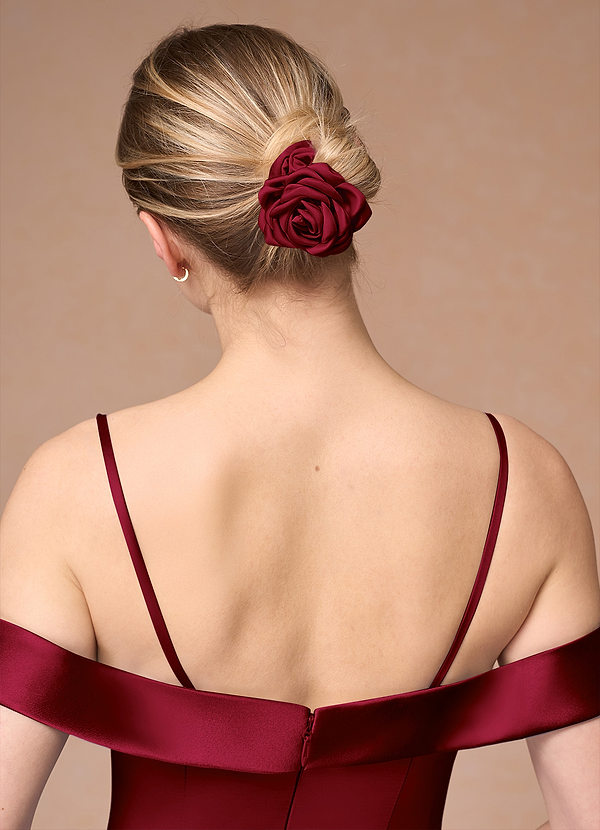 front Matching Color Matte Satin Rose Scrunchie Set