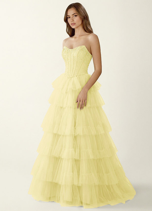 Nerida Lemon Sorbet Two-piece Corset Beading A-line Prom Dress image1