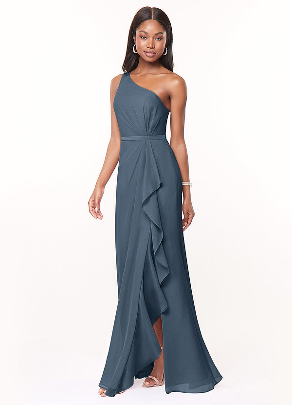 Azazie Liza Bridesmaid Dresses Neptune Mermaid One Shoulder Chiffon Dress image1