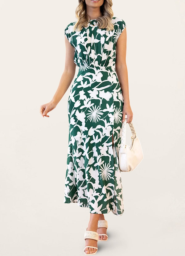 front Essence d'élégance Vert Robe mi-longue à imprimé floral multicolore