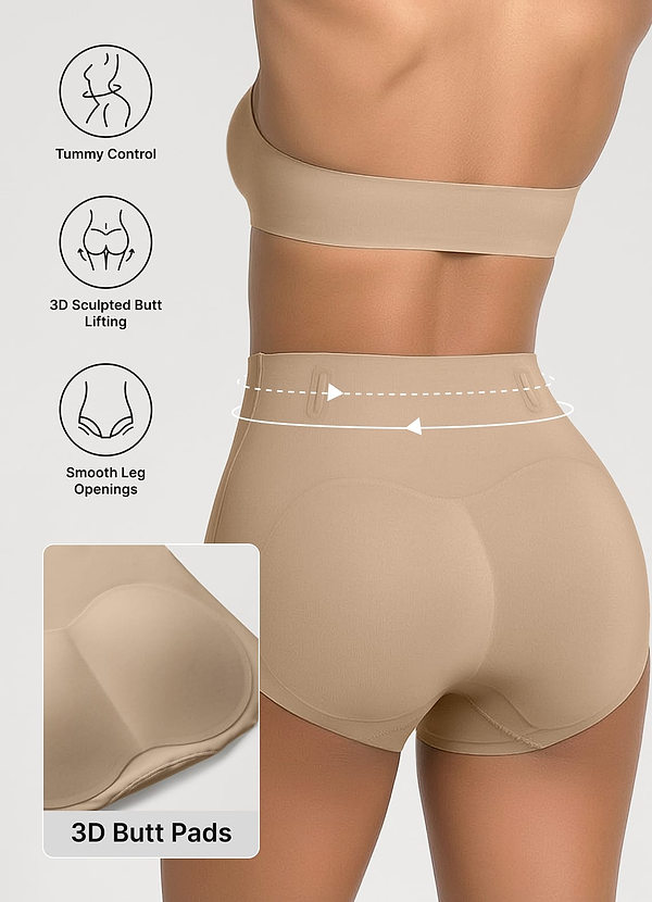 front Majtki modelujące bezszwowe z wkładką 3D Butt-Padding (modelujące brzuch i podnoszące pośladki)