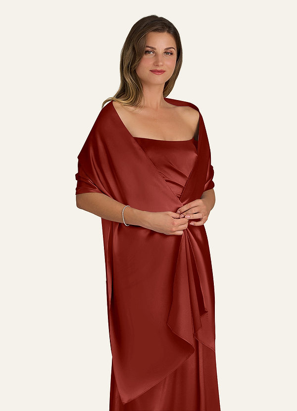 front Azazie Matching Color Metallic Satin Shawl