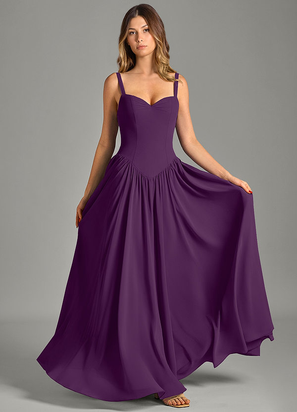 Azazie Evadina Suknie dla druhen Linia A Gorset Szyfon Do ziemi Sukienka image1