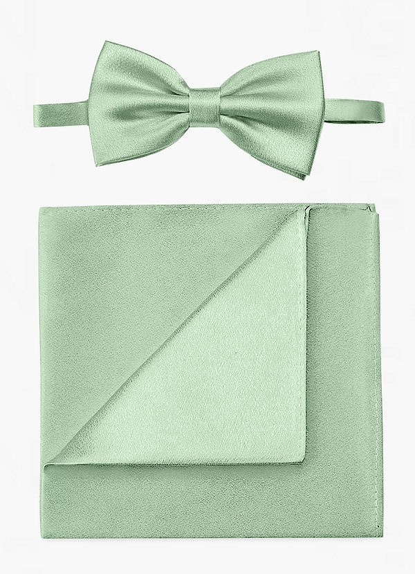 front Ensemble nœud papillon et pochette en satin métallisé
