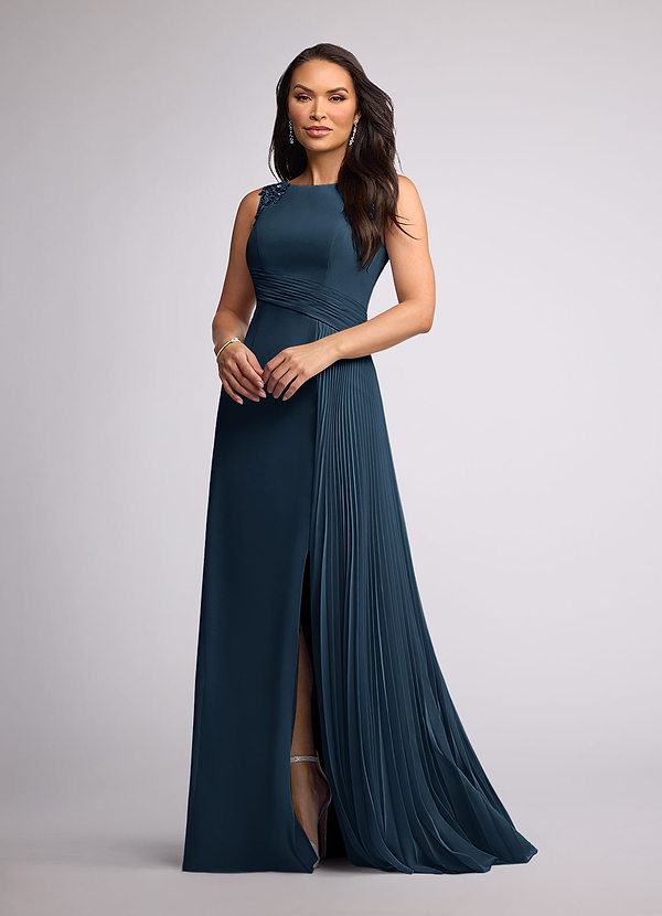 Azazie Galvan Abiti Mamma della Sposa Abito A-Line in Chiffon Paillettes Marino Scuro image1