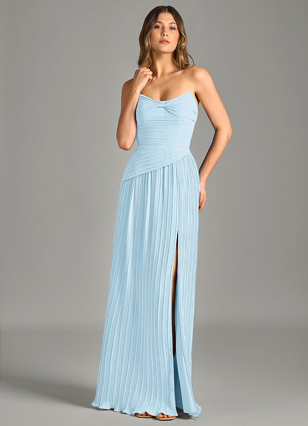 Azazie Becka Bridesmaid Dresses Sky Blue A-Line Strapless Chiffon Dress image1