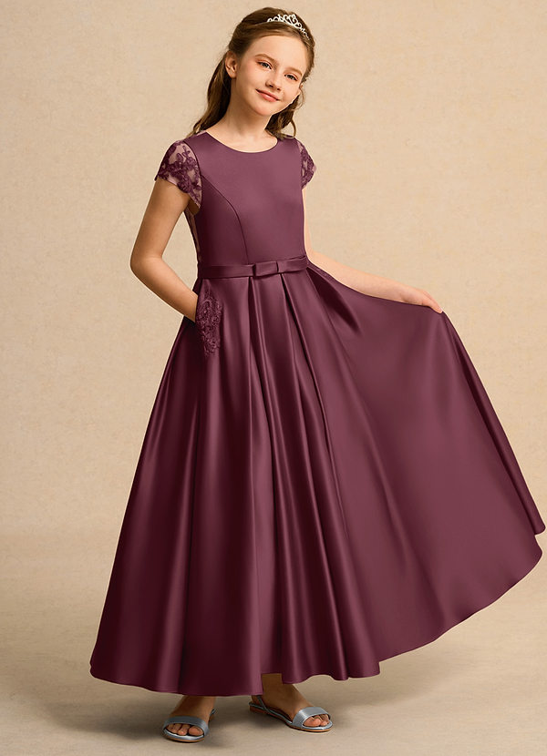 Azazie Bunny Girls Formal Blumenkinder Kleider Ballkleid Spitze Kleid Cabernetrot image1