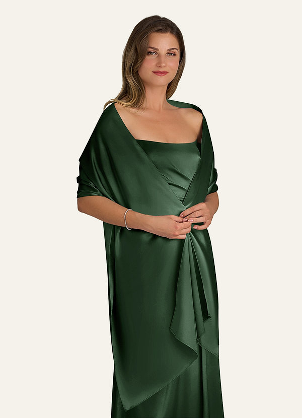 front Azazie Matching Color Metallic Satin Shawl