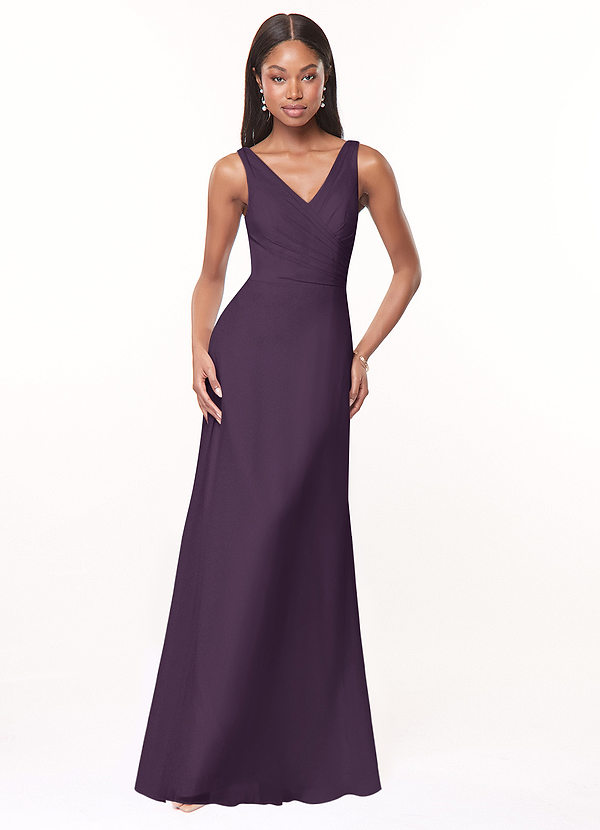 Azazie Nala Bridesmaid Dresses Plum A-Line Pleated Chiffon Dress image1
