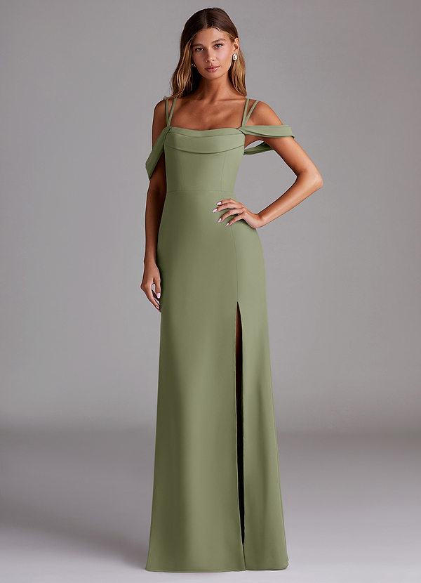 Azazie Callan Bridesmaid Dresses Pistachio Mermaid Pleated Chiffon Convertible Dress image1