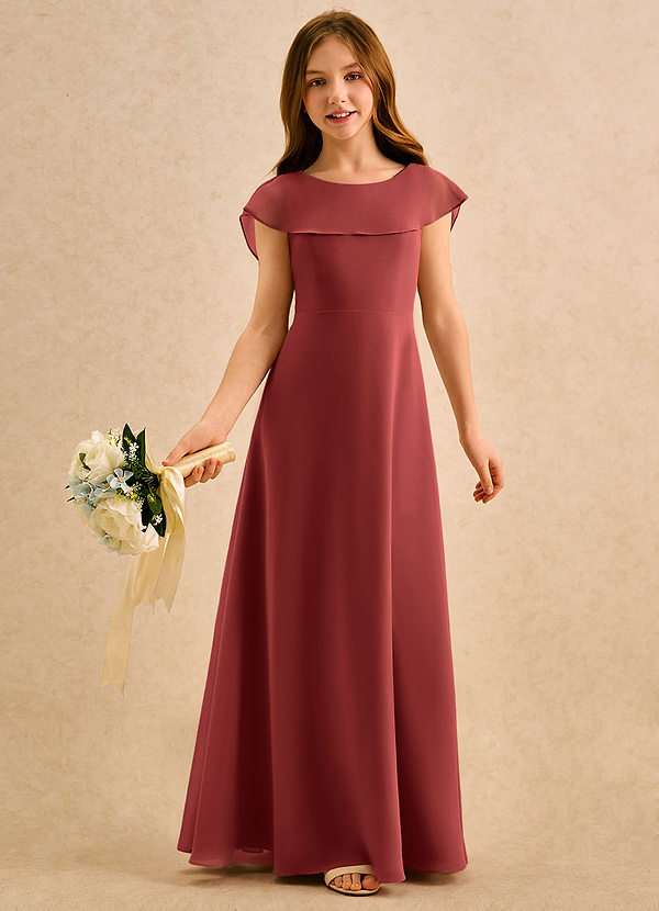 Azazie Kittie Girls Formal Bloemenmeisjesjurken A-lijn Jurk van Chiffon Terracotta image1
