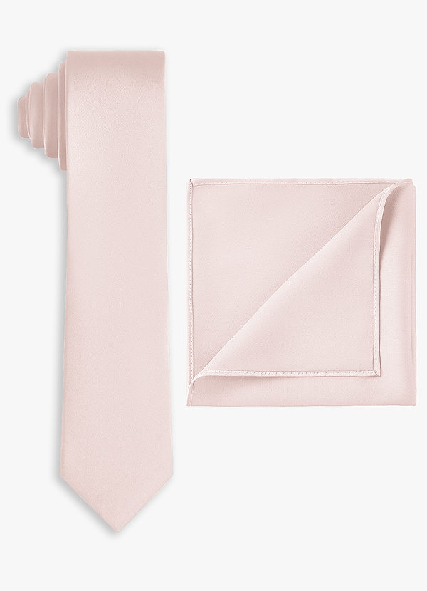 front Conjunto de corbata fina y pañuelo de bolsillo de satén elástico