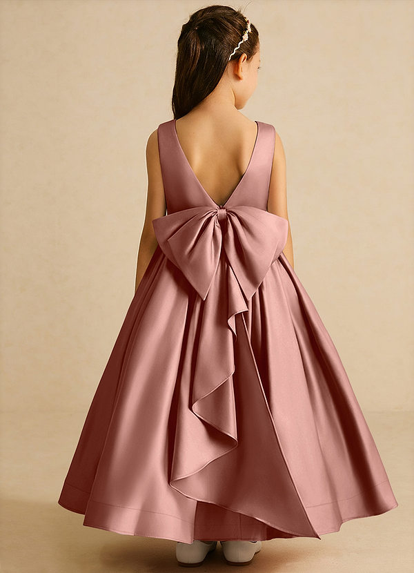 Azazie Cailee Flower Girl Dresses Cedar Rose Ball-Gown Pleated Matte Satin Dress image1