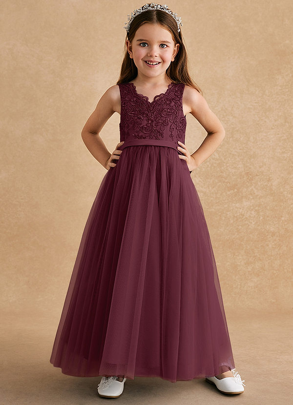 Azazie Cinna Cabernet A-Line Lace Tulle Dress | Azazie