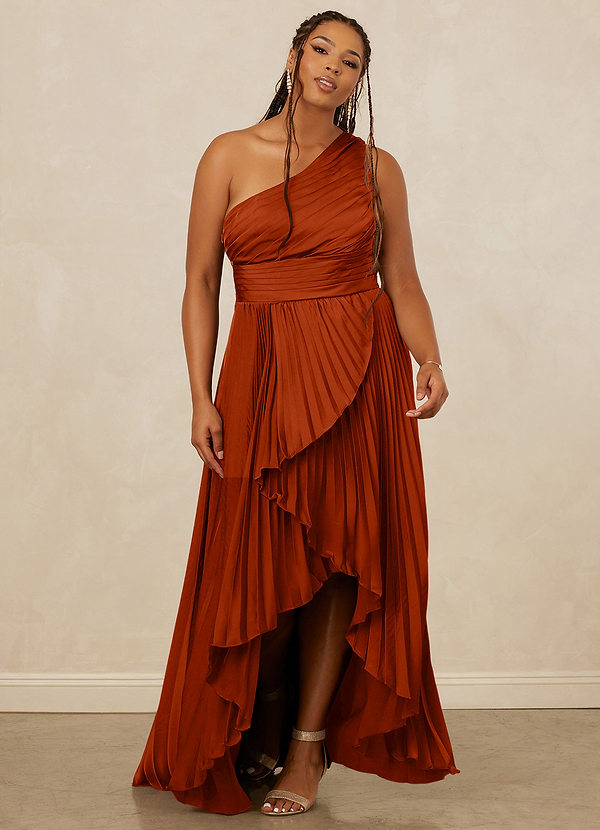 Christian Siriano Bridal for Azazie 1008 Brautjungfernkleider A-Linie One-Shoulder Stretch-Satin Kleid Paprika image1