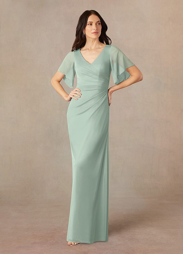 Selah A-Line V-Neck ruched Mesh Dress