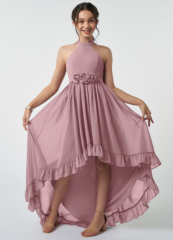 Azazie Hermione Junior Dusty Rose A-Line Chiffon Dress image1