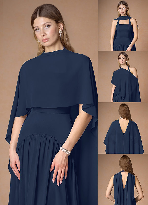 front Azazie Matching Color Chiffon Multiway Cape