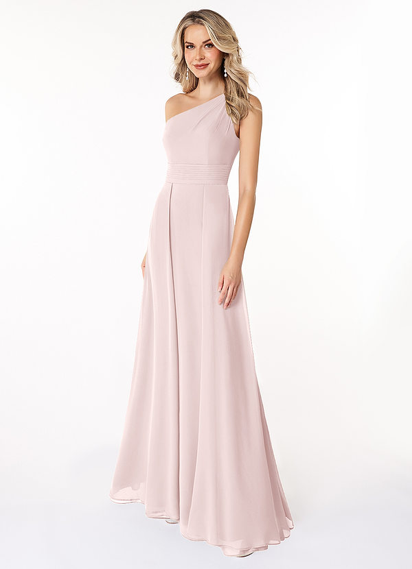 Azazie Dallas Bridesmaid Dresses Blushing Pink A-Line One Shoulder Chiffon Dress image1