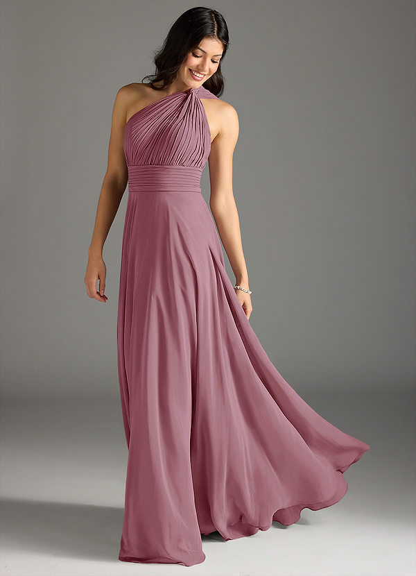 Azazie Charlize Bridesmaid Dresses Vintage Mauve A-Line One Shoulder Chiffon Dress image1
