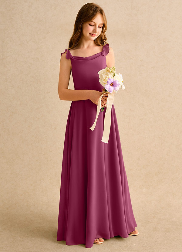 Azazie Puppy Girls Formal Flower Girl Dresses Mulberry A-Line Pleated Chiffon Dress image1
