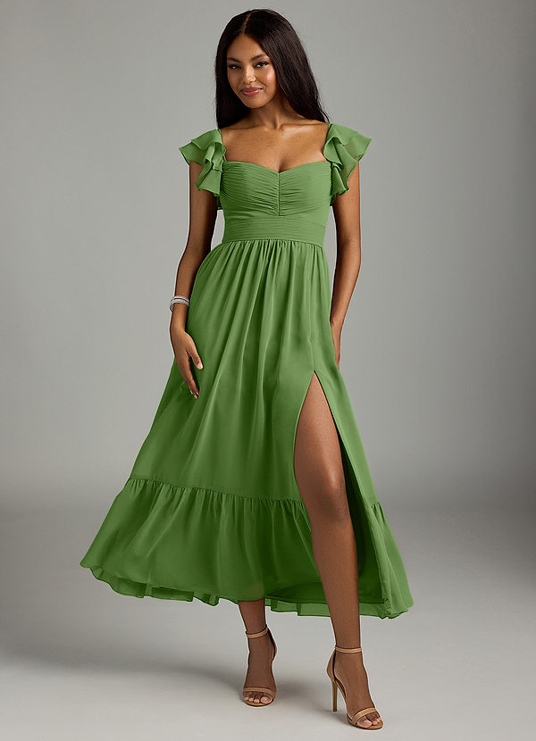 Azazie Anaya Bridesmaid Dresses Basil A-Line Sweetheart Neckline Chiffon Dress image1