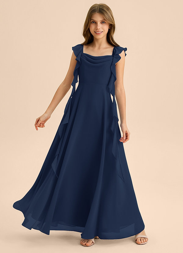 Azazie Carmin Junior Klä av A-Line i Chiffong Rynkad image1