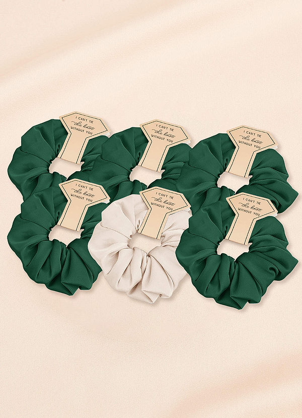 front Farblich Passendes Sechsteiliges Brautjungfern-Haargummi-Set Aus Stretch-Satin In Verschiedenen Farben