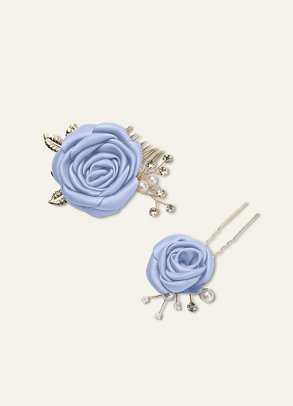 front Matching Color Matte Satin Rose Hairpin Set