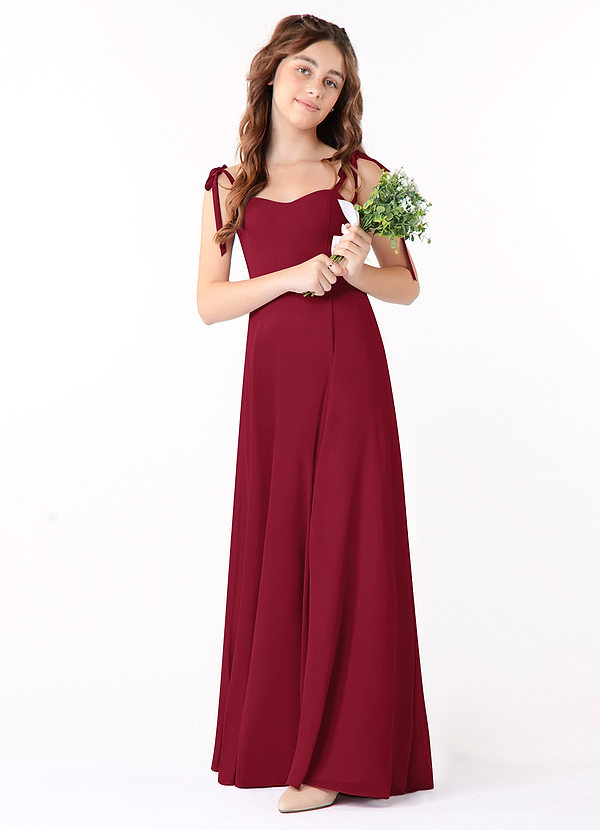Azazie Rosey Junior Burgundy A-Line Sweetheart Neckline Chiffon Dress image1