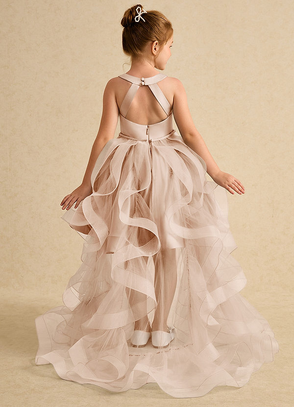 Azazie Julietta Robes de Fillette d'Honneur Robe Princesse en Tulle Convertible Rose Perle image1