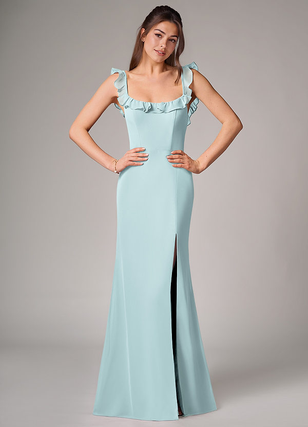 Azazie Callie Bridesmaid Dresses Mist Mermaid Side Slit Chiffon Convertible Dress image1