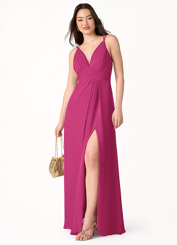 April Hot Pink V Neck Maxi Dress image1