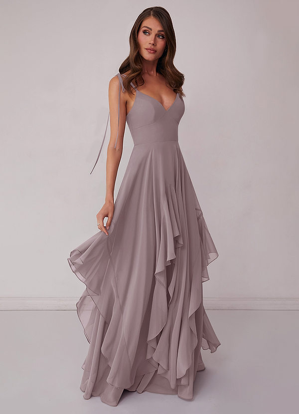 Barbie ♥ Azazie Bridesmaid Dresses Dusk A-Line Bow Chiffon Dress image1