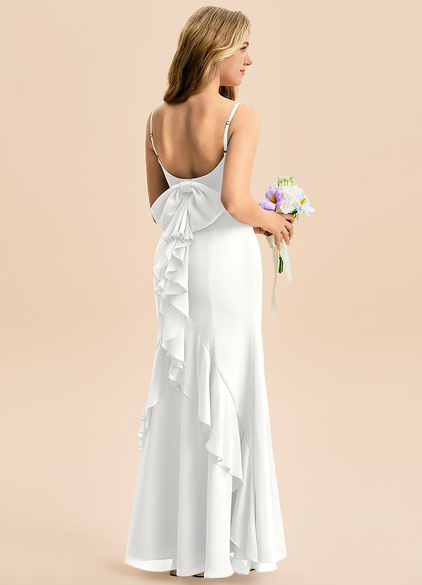 Azazie Lioren Junior White Mermaid Bow Chiffon Dress image1