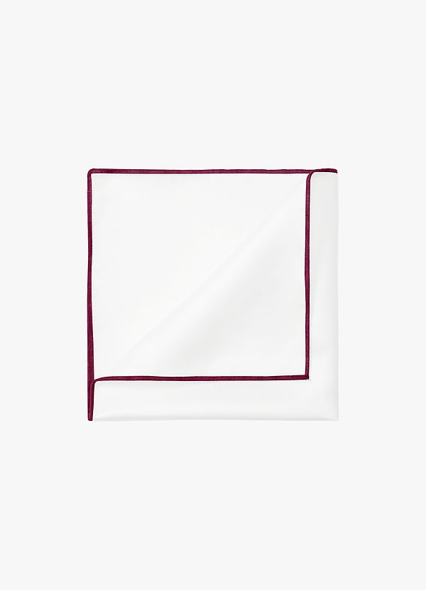 front Ivory Matte Satin Pocket Square with Colored Edge
