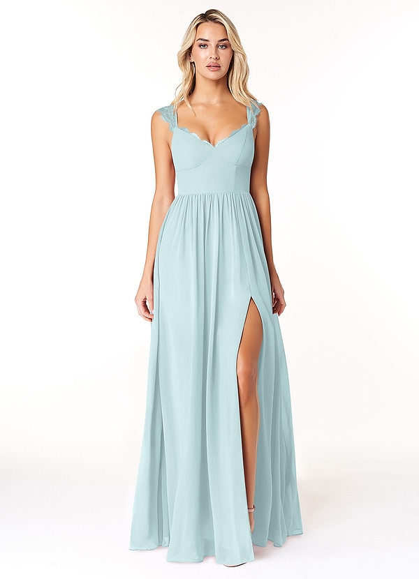 Azazie Cleobella Bridesmaid Dresses Mist A-Line Sweetheart Lace Chiffon Dress image1