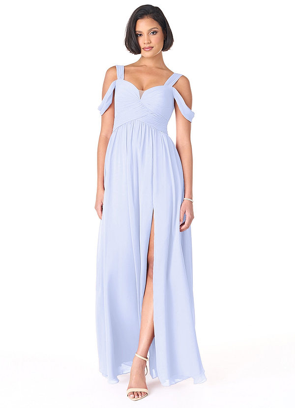 Azazie Lianne Bridesmaid Dresses Lavender A-Line Off the Shoulder Chiffon Dress image1